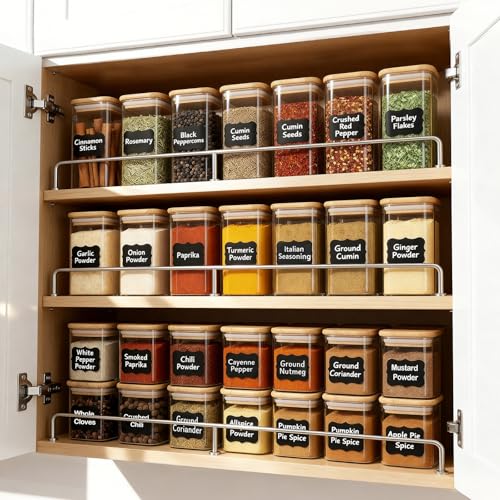 12 Pack 10 oz Square Glass Spice Jars with Lids and Labels (12 Count)