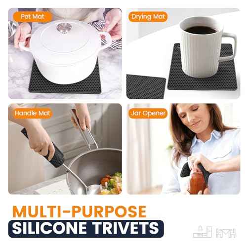 Silicone Trivet Mats 4 Heat Resistant Pot Holders Multipurpose Non
