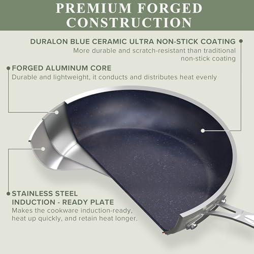 Healthy Duralon Blue Ceramic Nonstick Cookware Set