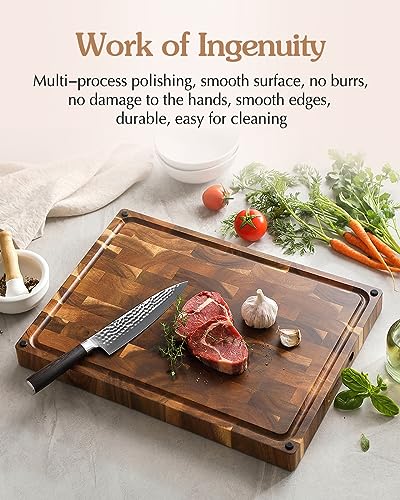 Large Thick End Grain Acacia Wood Cutting Board