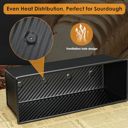 2 Pack Black 13inch Pullman Loaf Pan with Lid (2 Count)