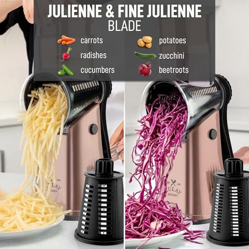 Rotary Cheese Grater Manual Hand Crank 5 Blade Shredder
