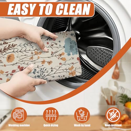 Vintage Floral Dish Drying Mat for Kitchen Counter Microfiber Absorbent Dish Kitchen Drying Mat Draining Reusable Washable for Dishes