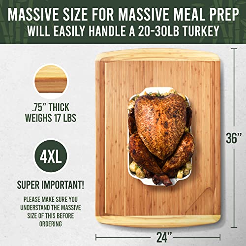 GIGANTIC 36 x 24 Inch Extra Large Bamboo Cutting Board with Lifetime Replacements
