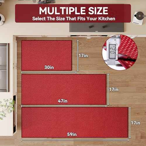 Kitchen Runner Rugs Non Slip Washable Long Kitchen Mats Red 17"x59"
