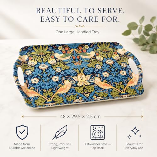 Morris & Co Strawberry Thief Blue Tray with Handles