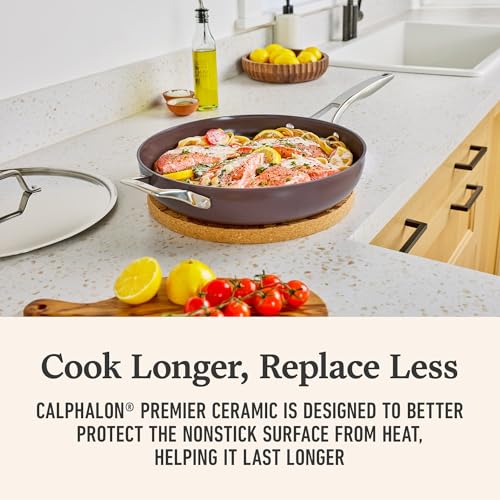 Premier Ceramic Nonstick 12 inch Frying Pan with Lid