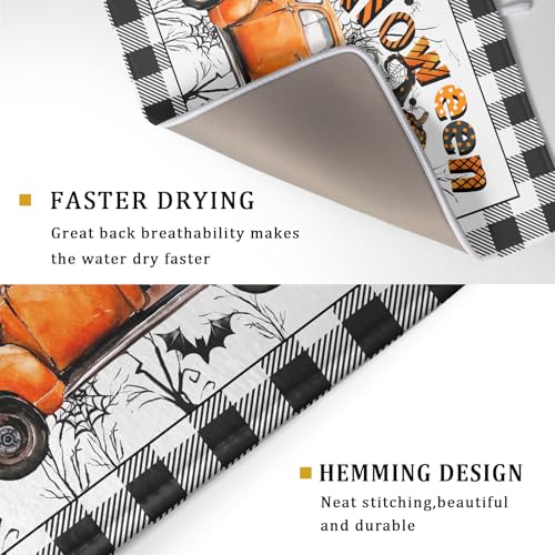 Halloween Truck Dish Drying Mat Orange Absorbent Microfiber Coffee Pad
