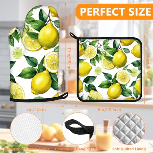 Lemon Fruits Oven Mitts and Pot Holders Sets 4Pcs