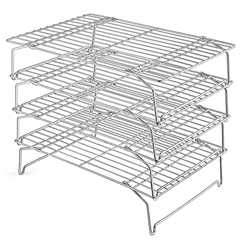 4 Tier 15x10IN Cookie Cooling Rack for Cooking Stackable Collapsible