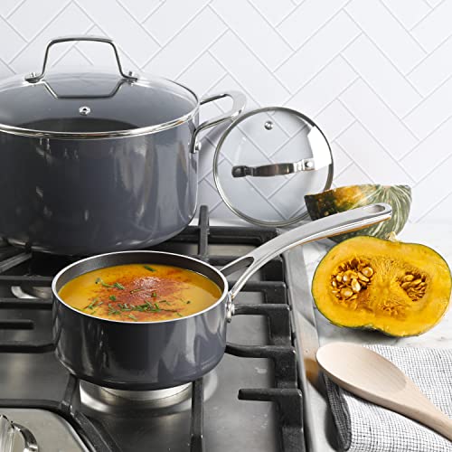 Lockton Premium Nonstick 10 Piece Enamel Heavy Gauge Aluminum Pots and Pans Cookware Set