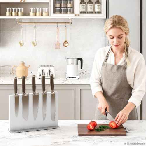 White Magnetic Knife Block Stainless Steel Magnetic Knife Holder (14 Count)