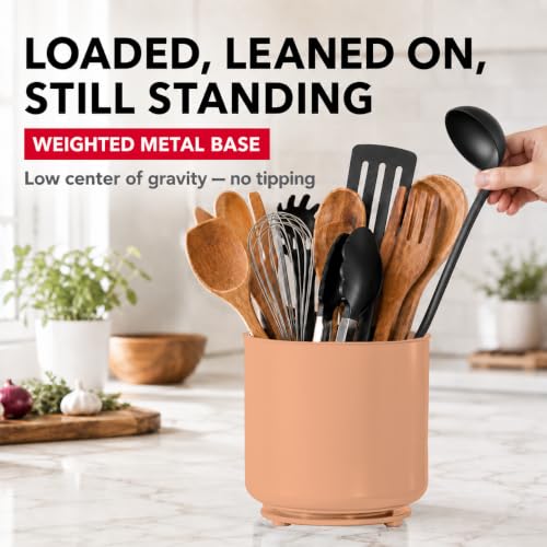 Plastic Extra Large Peach Countertop Utensil Holder Kitchen Caddy