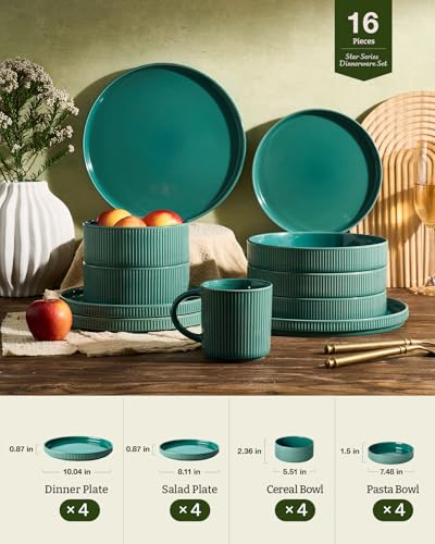 Star Stoneware Dinnerware Sets with Pasta Bowls (16 Count)