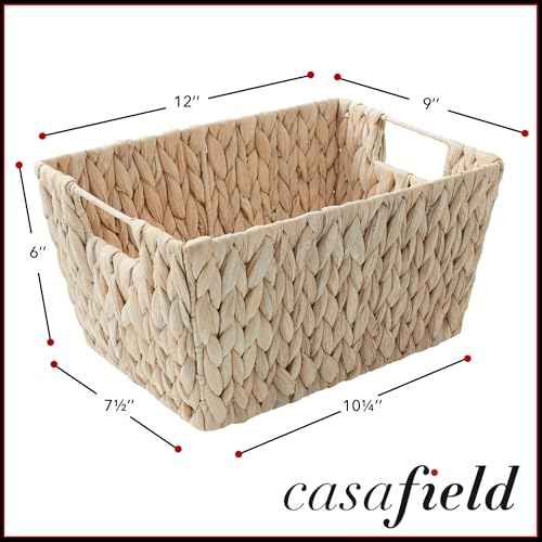 Set of 4 Water Hyacinth Storage Baskets with Handles (4 Count)