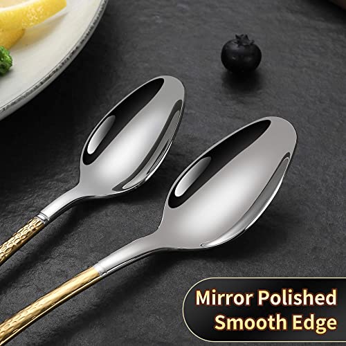 Hammered Silver Gold Silverware Set for 8 (40 Count)