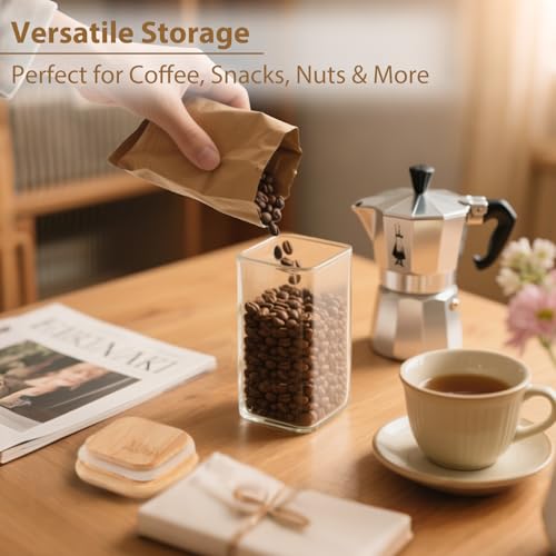 20 Pack 10 oz Square Glass Spice Jars with Lids and Labels (20 Count)