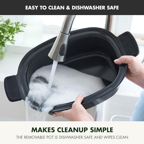 Elite 8-in-1 Programmable 6QT Electric Slow Cooker, Dishwasher Safe Lid & Removable Crock, PFAS-Free Healthy Ceramic Nonstick Multi-Cooker, Sear, Sauté, Brown, Steam Basket, Roast, Gold