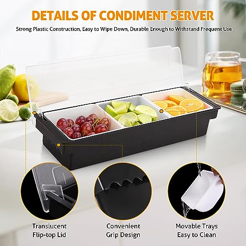 Ice Chilled Condiment Caddy with 3 Removable Trays and Lid (88.1849 Ounce)