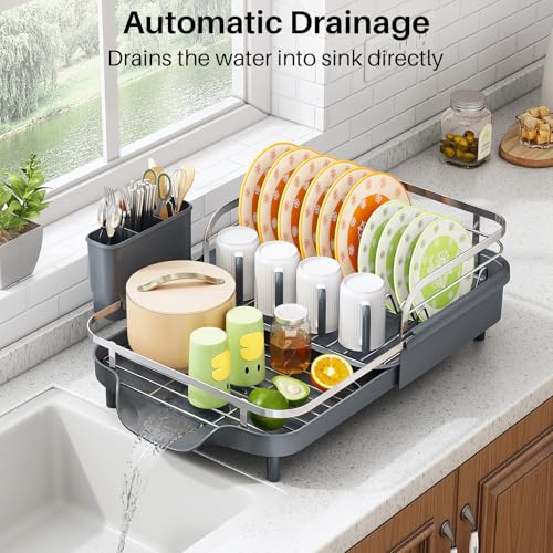 Expandable Dish Drying Rack for Small Kitchen Counter