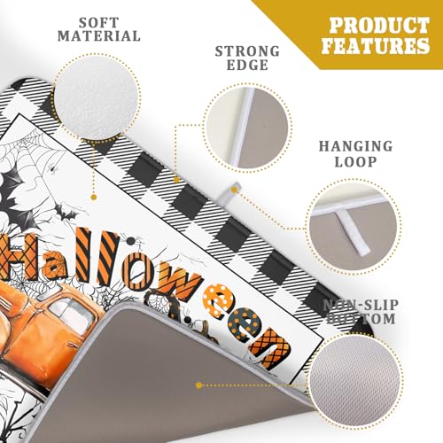 Halloween Truck Dish Drying Mat Orange Absorbent Microfiber Coffee Pad