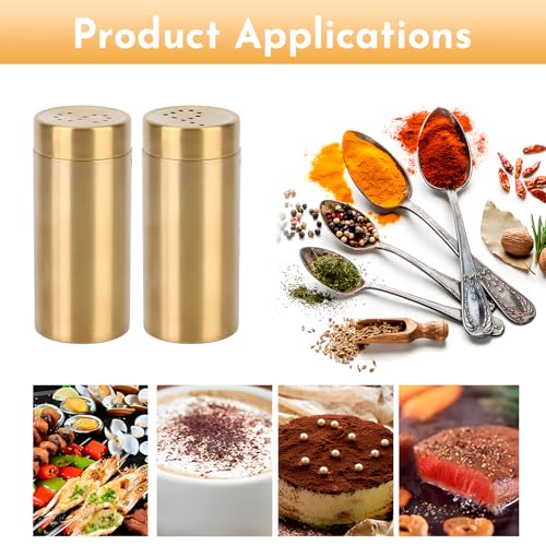 Gold Stainless Steel Spice Jars 2Pcs