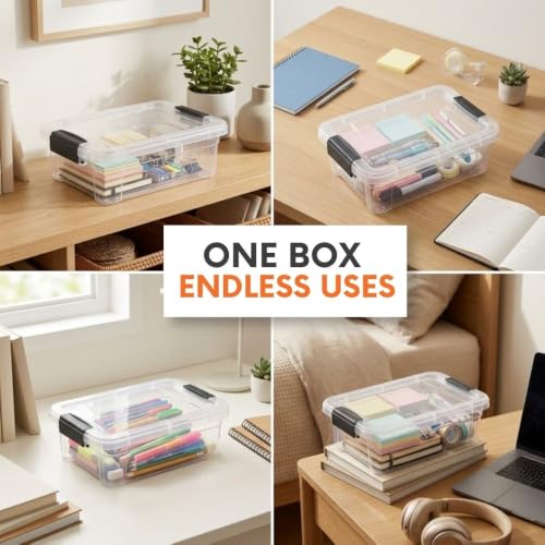 Clear Storage Boxes with Lids (4 Count)