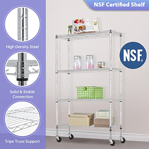 4 Tier Wire Shelf with Wheels (4 Count)