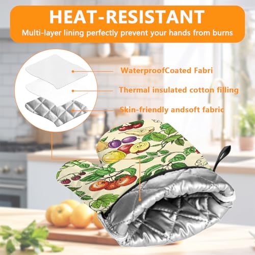 Fruit Flower Oven Mitts and Pot Holders Sets 4Pcs