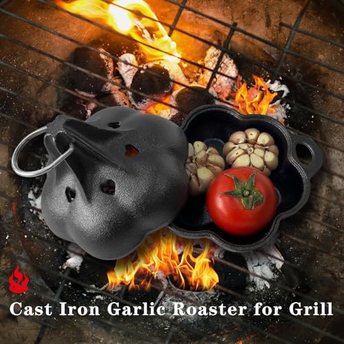 Pre Seasoned Cast Iron Smoker & Garlic Roaster with Airflow Lid