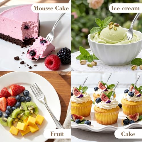 300 Pieces Silver Mini Forks 4 Inches Silver Appetizer forks Forks Plastic Tasting Forks Perfect for Weddings Small Appetizers and Desserts (300 Count)