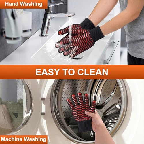 BBQ Gloves 1472°F Heat Resistant Oven Gloves with Fingers (9.6 Ounce)