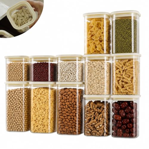 12 Pack Square Glass Pantry Storage Containers Set with Glass Lids (12 Count)