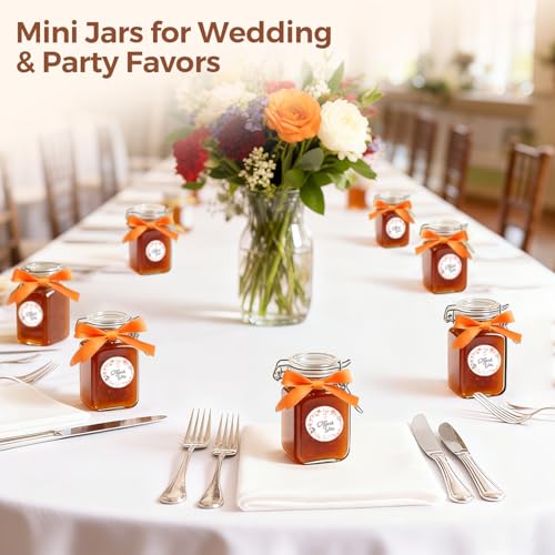 Square Glass Spice Jars 8 oz 12 Pack with Labels and Funnel Set (12 Count)