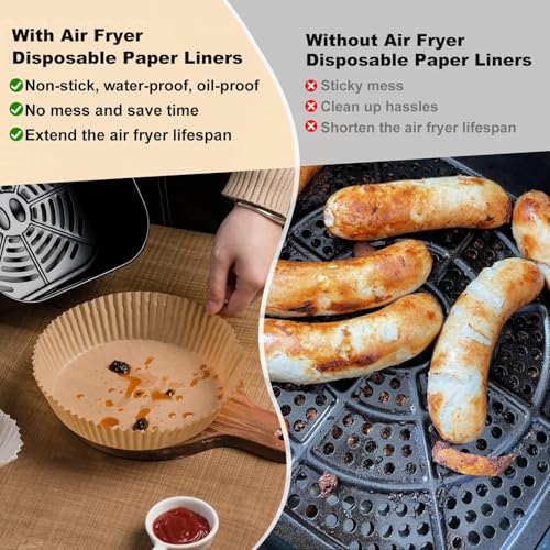 100Pcs 6.5 Inch Round Air Fryer Liners Disposable for 3 (100 Count)