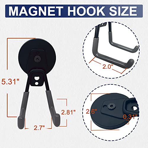 4 Pack Heavy Duty Magnetic Hooks 2.6" Garage Storage Tools Gray
