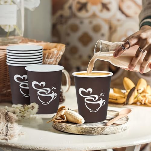 10 oz 200 count Disposable Coffee Cups Hot Paper Cups Brown (200 Count)