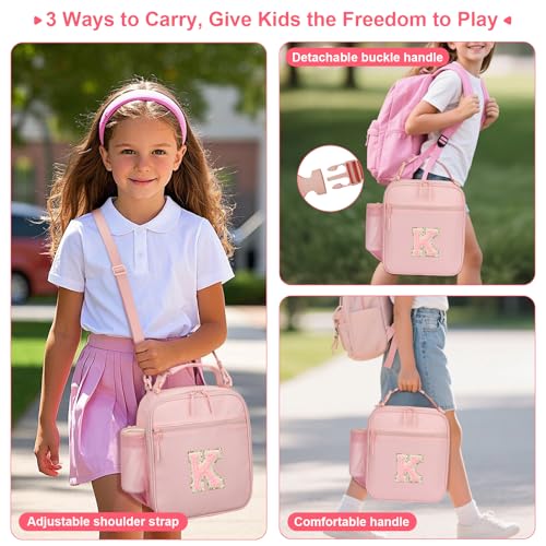 Lunch Box Kids Large Initial Insulated Lunch Bag for Girls