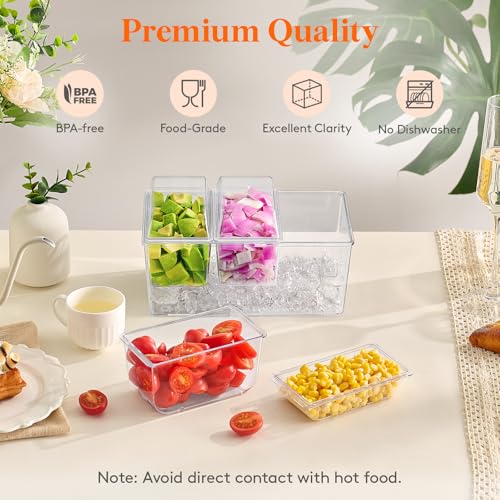 Chilled Condiment Caddy with 3 Compartment & Individual Lids