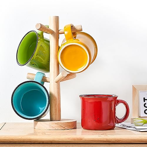 Set of 4 Large Ceramic Mugs with Handles (4 Count)