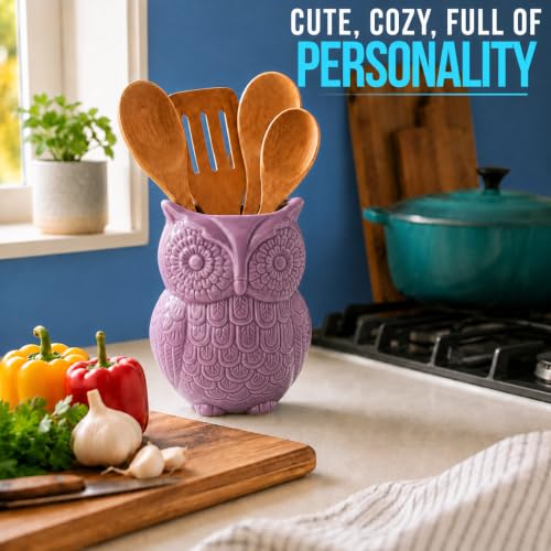 Purple Owl Utensil Holder