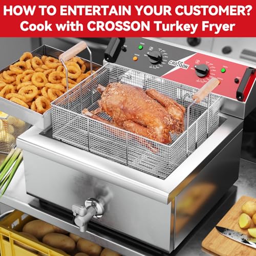 24Lbs Electirc Triple Basket Turkey Fryer With Oil Drain Spout