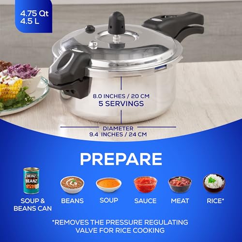 4.75 Quart / 4.5 Liter) Olla de Presion, Aluminum Pressure Pot with 6 Safety Systems, Compact 4–5 Serving Stovetop Cooker, Pressure Cooker made in Colombia, 25-Year Warranty