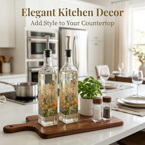 17oz Glass Olive Oil & Vinegar Dispenser Set (2 Count)