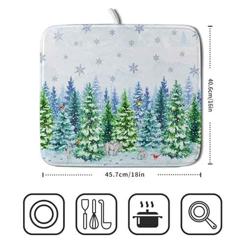 Winter Bear Bird Dish Drying Mat