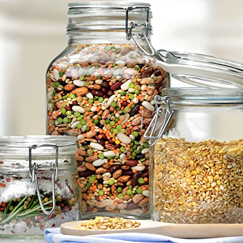 Fido, 2 Pack, 33.75 Oz. Food Storage Glass Jars, Airtight Rubber Seal & Glass Lid, with Stainless Wire Clamp, Mason Jar, Made in Italy (2 Count)