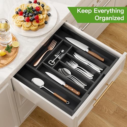 Bamboo Expandable Silverware Drawer Organizer