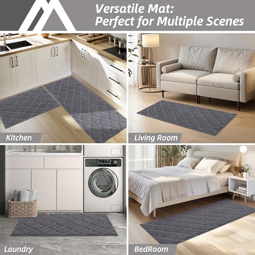 Soft Kitchen Rugs Set of 2 Non Slip 24"x35"+24"x60" (11.6668 Sq Ft)