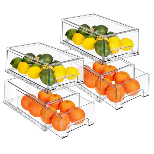 Clear Stackable Storage Drawers for Refrigerator