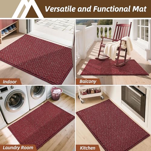 Dirt Trapper Door Mat 20"x32" Non Slip Washable Red (640 sq in)